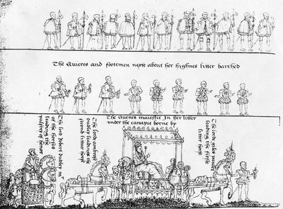 ジョン・ニコルズによる「エリザベス女王の進歩1」1788年から彼女のごみの中の女王 作： English School